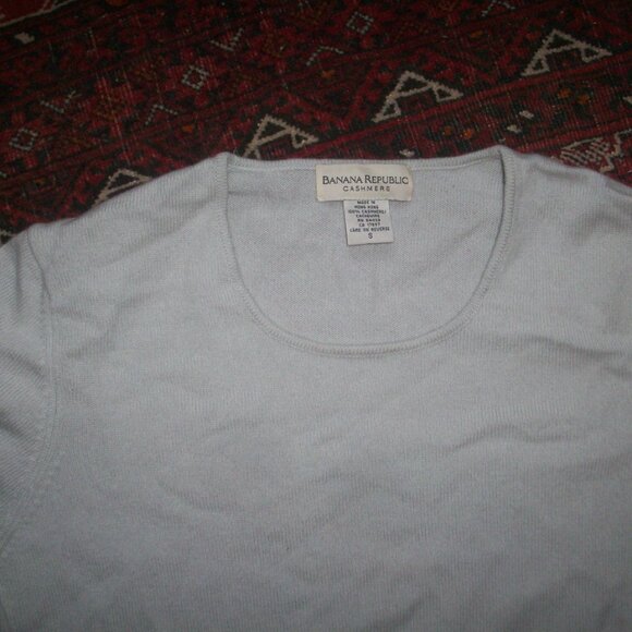 Banana Republic Cardigan Womens Small Cashmere Light Blue Short Sleeve Sweater - Picture 7 of 14